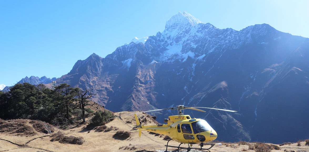 Helicopter Landing at Syanbuche on Everest Helicopter Tour